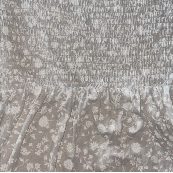 Isabel Maternity Smocked Floral Beige Maternity Top - Picture 3 of 3